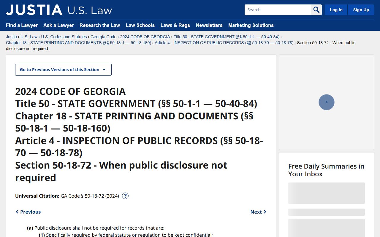 Quitman County arrest records Georgia Open Records Act exceptions