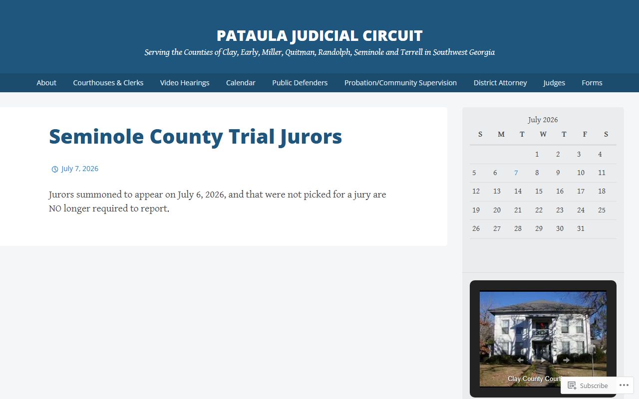 Quitman County court dockets Pataula Judicial Circuit homepage