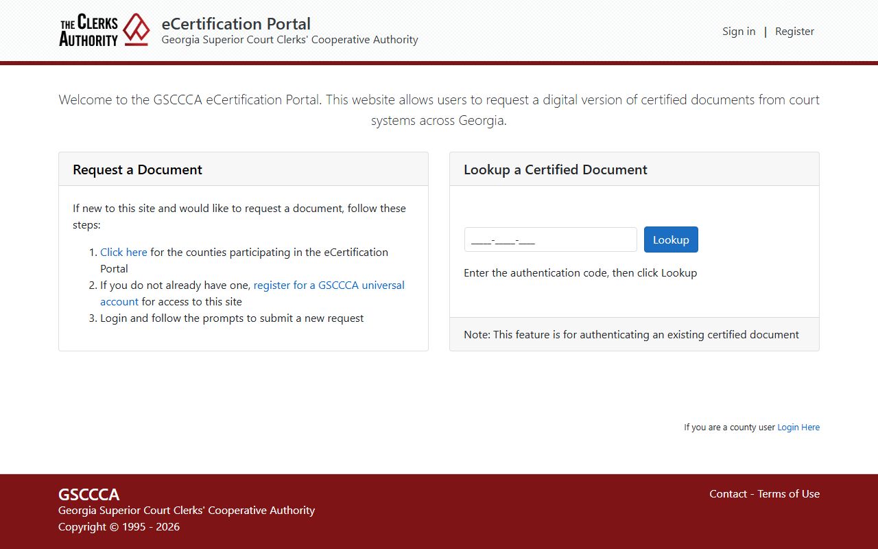 Quitman County court records GSCCCA eCertification portal