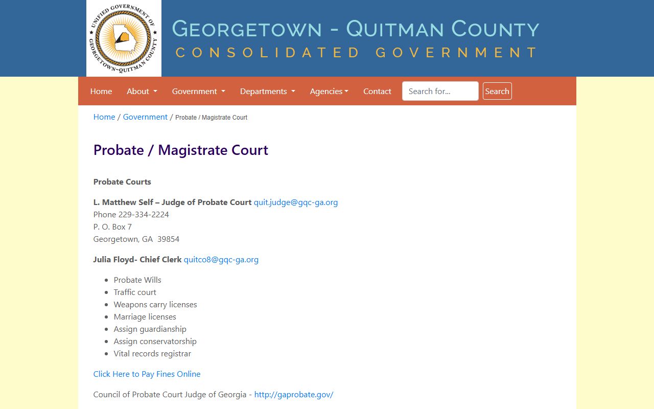 Quitman County court records Probate and Magistrate Court page