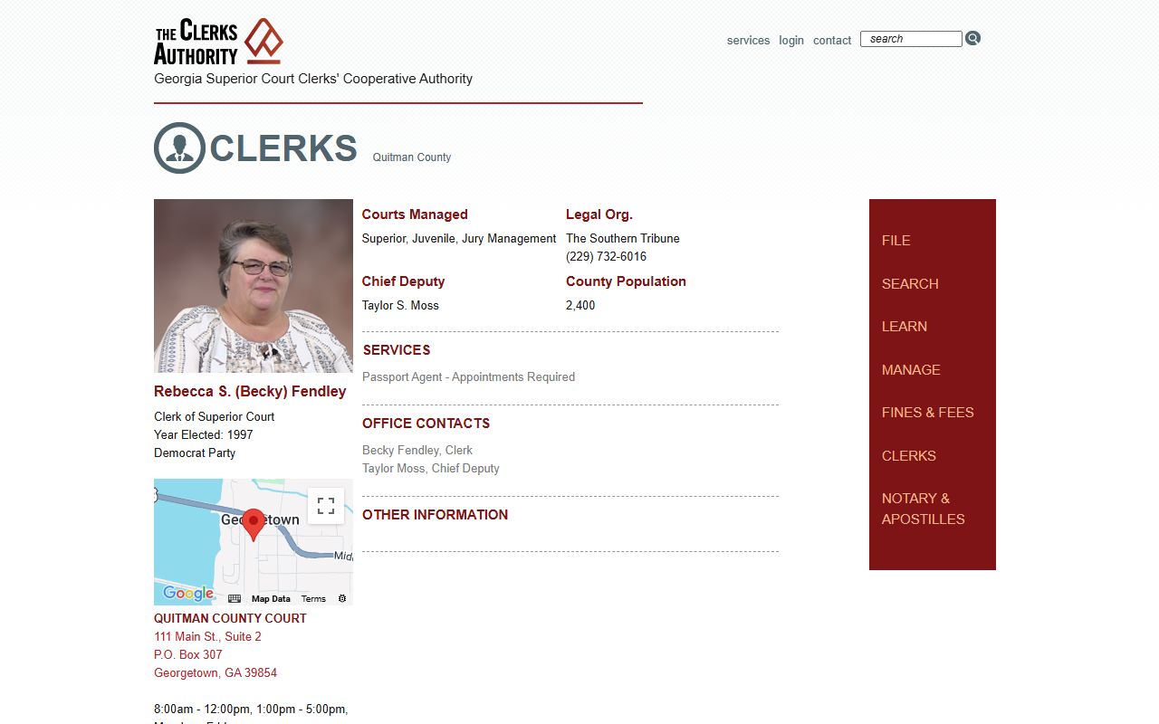Quitman County court records GSCCCA clerk directory