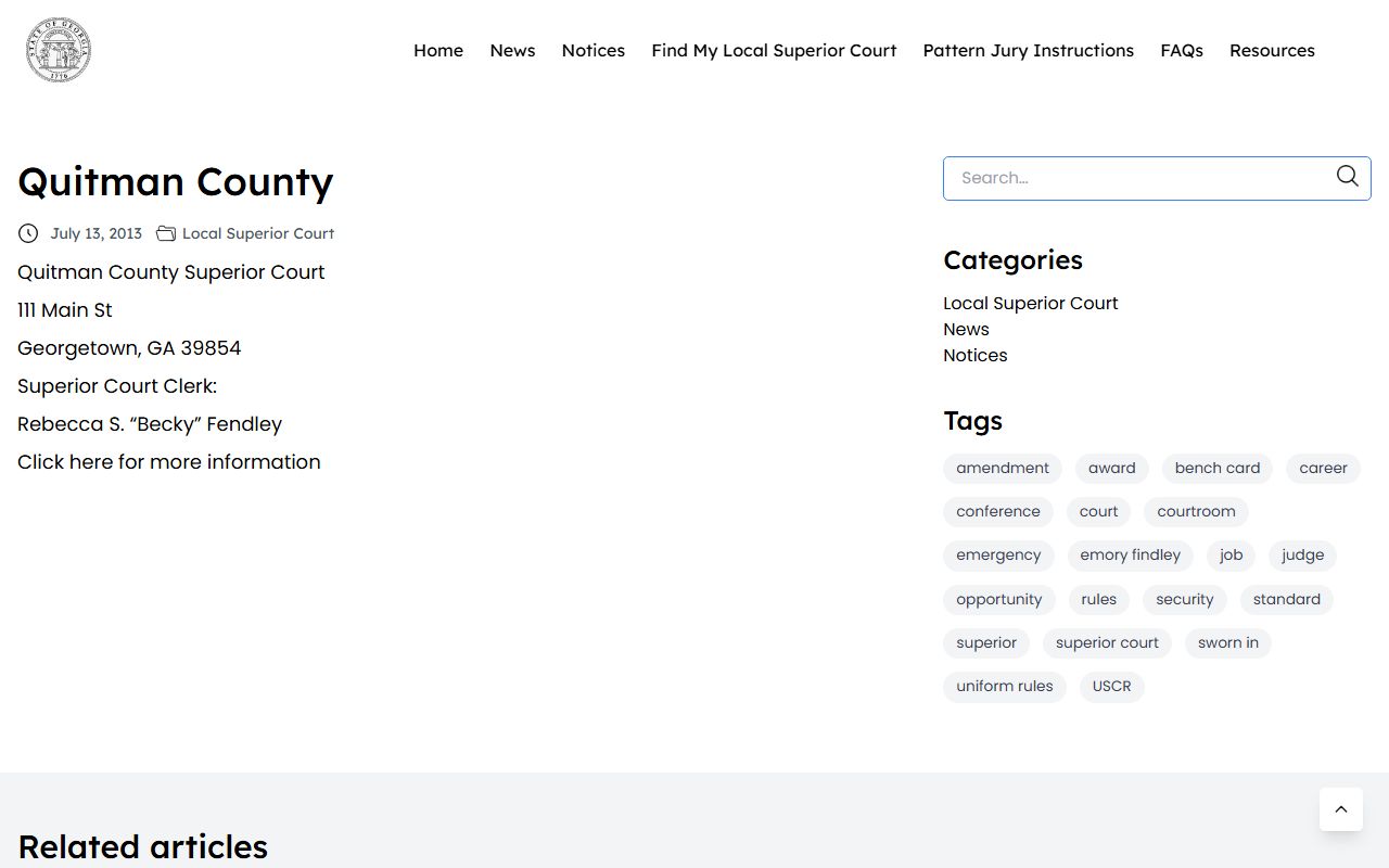 Quitman County court records Superior Courts of Georgia page