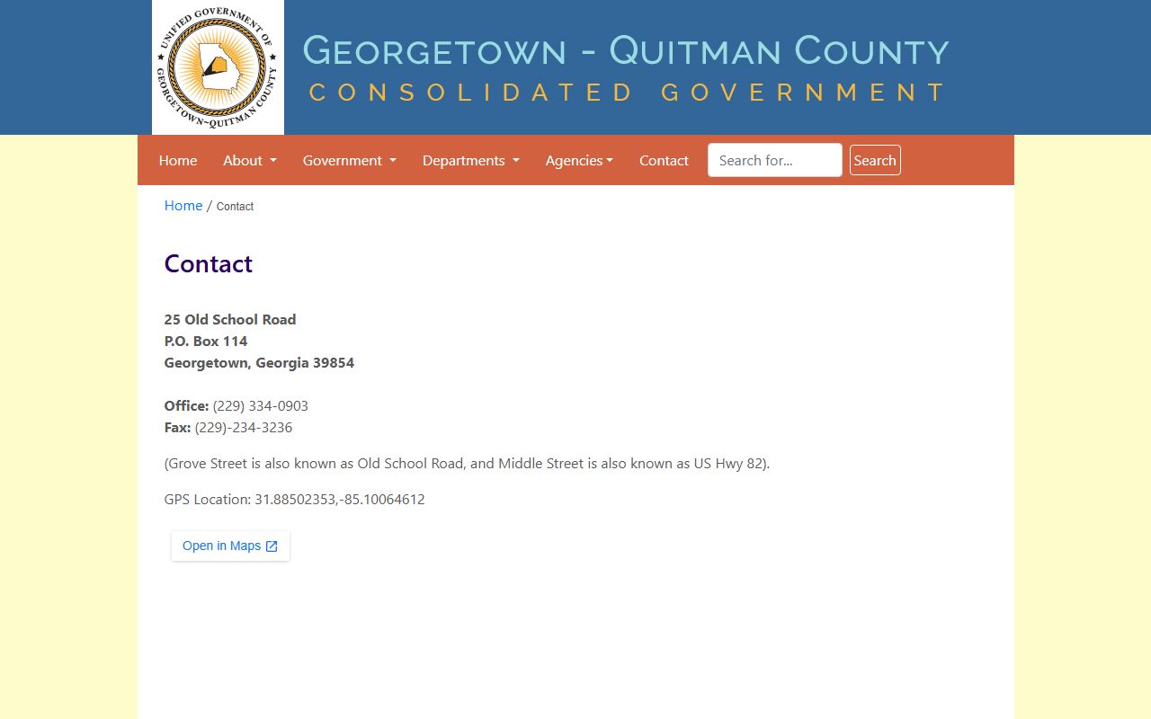 Quitman County court records consolidated government contact page