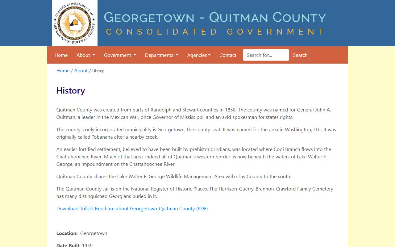 Quitman County court records courthouse history page