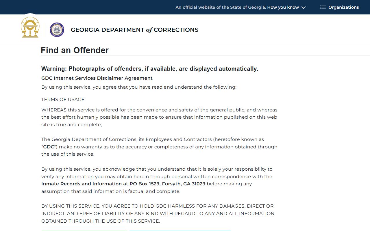 Quitman County inmate search Georgia Department of Corrections offender query