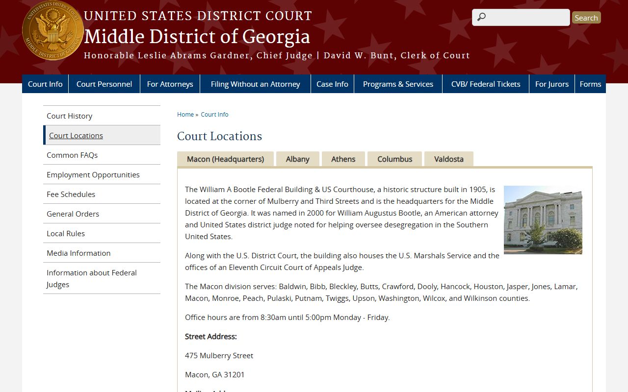Quitman County warrant records and Middle District court locations